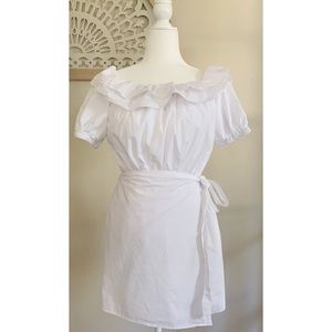 Lovers + Friends White Ruffle Side Tie Mini NEW